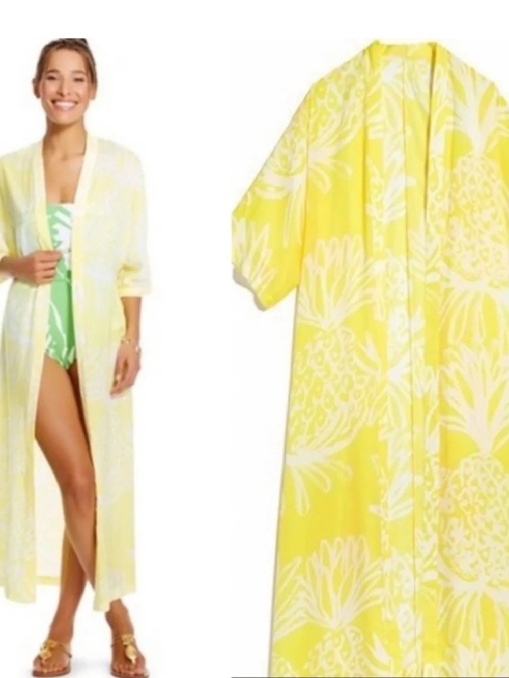Lilly Pulitzer Yellow and White Tropical Print Cover-Up